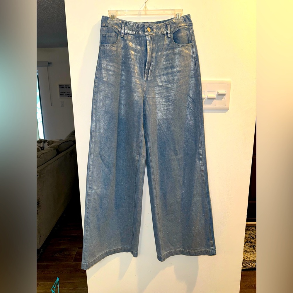 Chic Irridescent Wide-Leg Jeans for Women